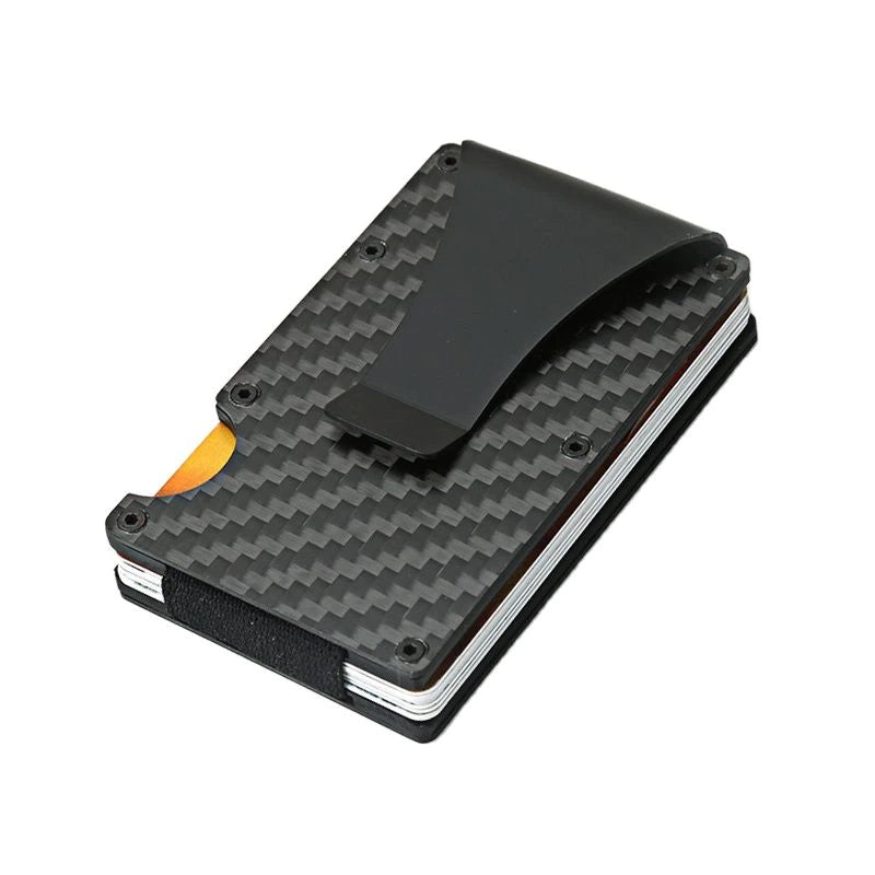 Carbon Fiber Card Holder Mini Aluminum Metal RFID Magic Men'S Wallet