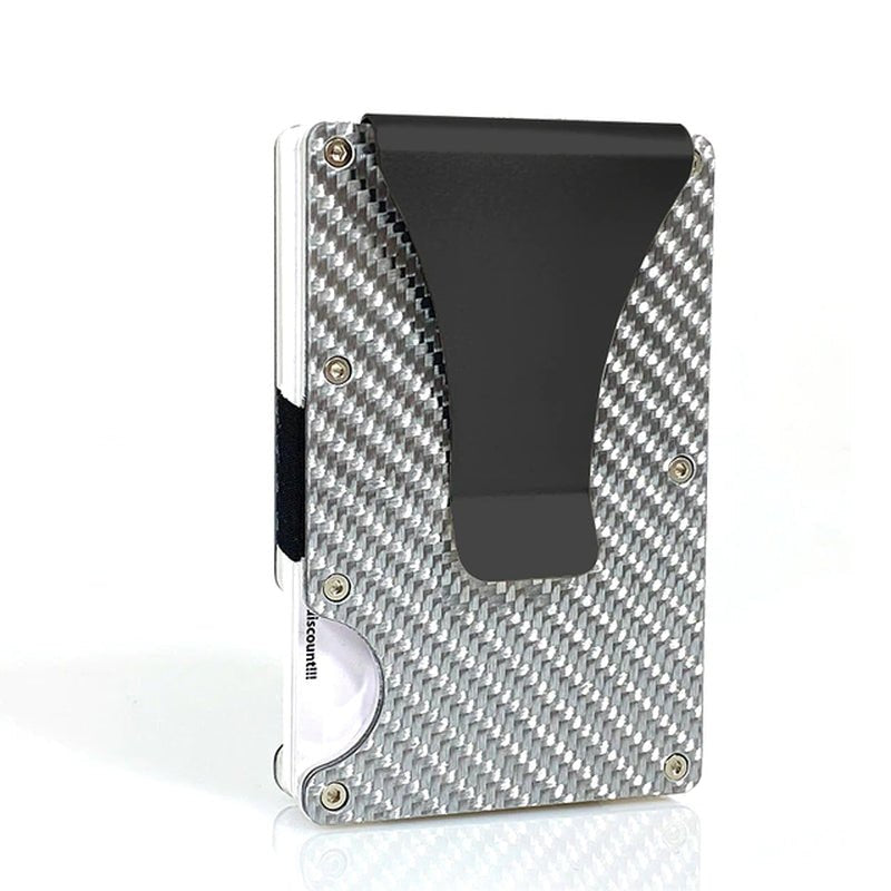 Carbon Fiber Card Holder Mini Aluminum Metal RFID Magic Men'S Wallet