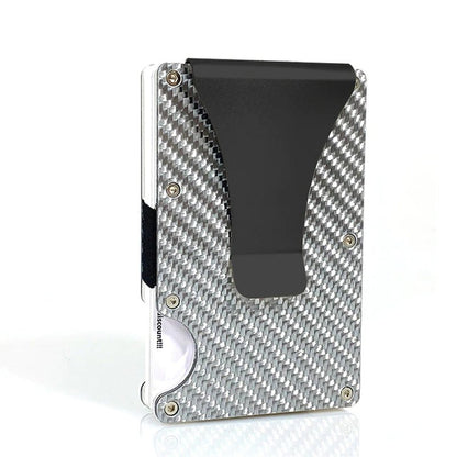 Carbon Fiber Card Holder Mini Aluminum Metal RFID Magic Men'S Wallet